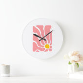 Abstrakte, rosa Blume Große Wanduhr (Zuhause)