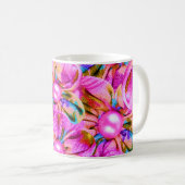 Abstrakte, rosa Blume Kaffeetasse (VorderseiteRechts)