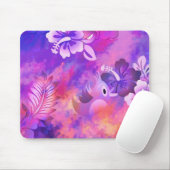 Abstrakte rosa Blume und Vogelkunst Mousepad (Mit Mouse)