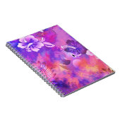 Abstrakte rosa Blume und Vogelkunst Notizblock (Rechte Seite)