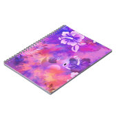 Abstrakte rosa Blume und Vogelkunst Notizblock (Linke Seite)