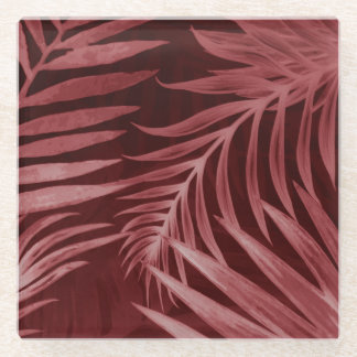 Abstrakte rosa Blumen, schwarzer Blumenrahmen. Glasuntersetzer