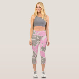 Abstrakte rosa Blüte Capri Leggings