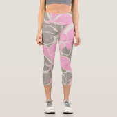 Abstrakte rosa Blüte Capri Leggings (Vorderseite)