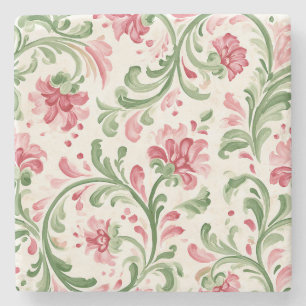 Abstrakte rosa cremefarbene Blumen Steinuntersetzer