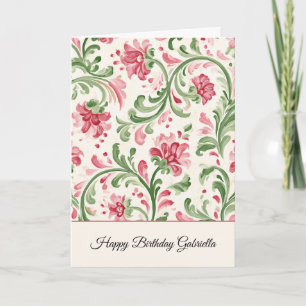 Abstrakte rosa cremefarbene Blumen zum Geburtstag Karte