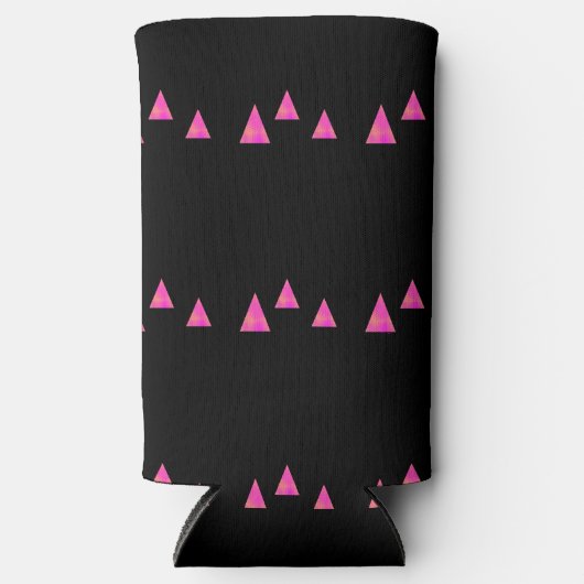 Abstrakte rosa Dreiecke in Schwarz Selters Dosenkühler (Vorderseite)