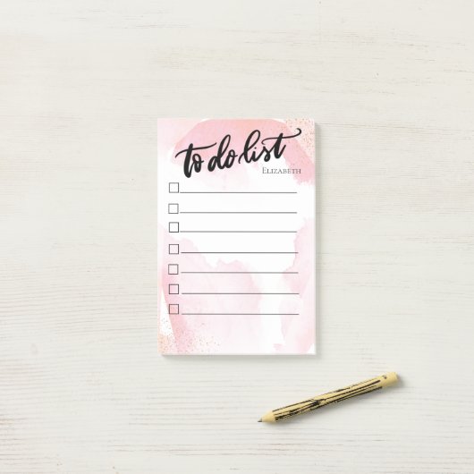 Abstrakte, rosa, farbige Aufschrift Post-it Klebezettel (Auf Schreibtisch)