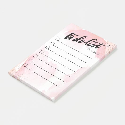 Abstrakte, rosa, farbige Aufschrift Post-it Klebezettel (angewinkelt)