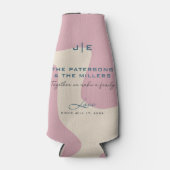 Abstrakte, rosa, geformte, rosafarbene Monogramm Flaschenkühler (Vorderseite)