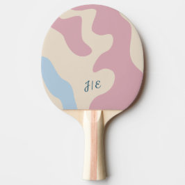 Abstrakte, rosa, geformte, rosafarbene Monogramm Tischtennis Schläger