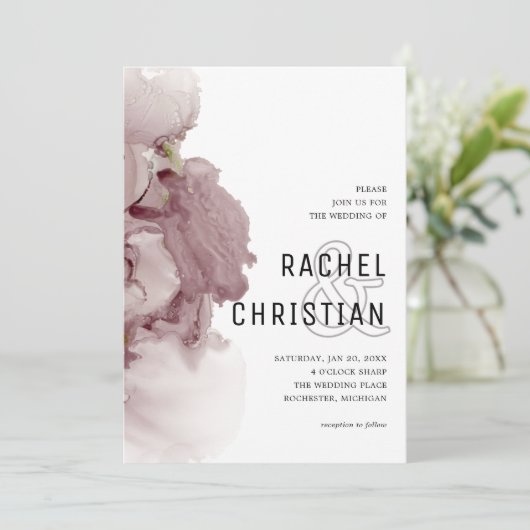 abstrakte Rosa-Geode-Hochzeit Einladung (Stehend Vorderseite)