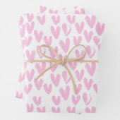 Abstrakte rosa Herzen auf Weiß Geschenkpapier Set (Beispiel)