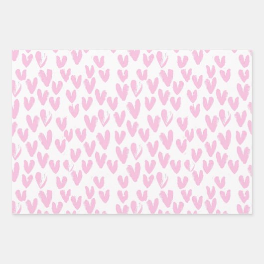 Abstrakte rosa Herzen auf Weiß Geschenkpapier Set (Vorderseite)