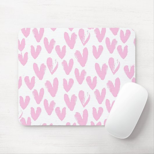 Abstrakte rosa Herzen auf Weiß Mousepad (Mit Mouse)