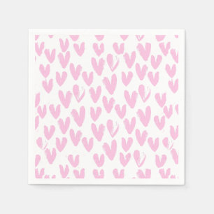 Abstrakte rosa Herzen auf Weiß Serviette