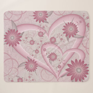 Abstrakte rosa Herzen & Blumen Liebes-Fraktal-Kuns Sherpadecke