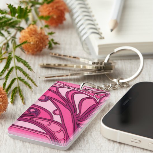 Abstrakte rosa Lackierung Schlüsselanhänger (Vorderseite rechts)