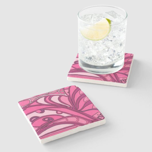 Abstrakte rosa Lackierung Steinuntersetzer (Seitenansicht)