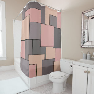 Abstrakte rosa lila-graue geometrische Kunst Duschvorhang