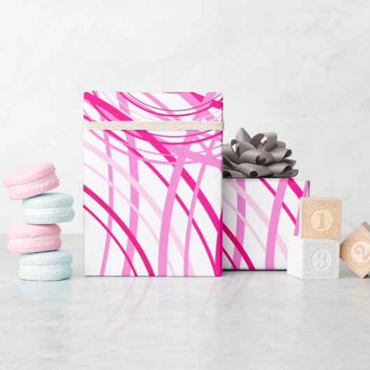 Abstrakte rosa Linien Geschenkpapier (Babyparty)