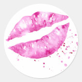Abstrakte Rosa Lippen Runder Aufkleber (Vorderseite)