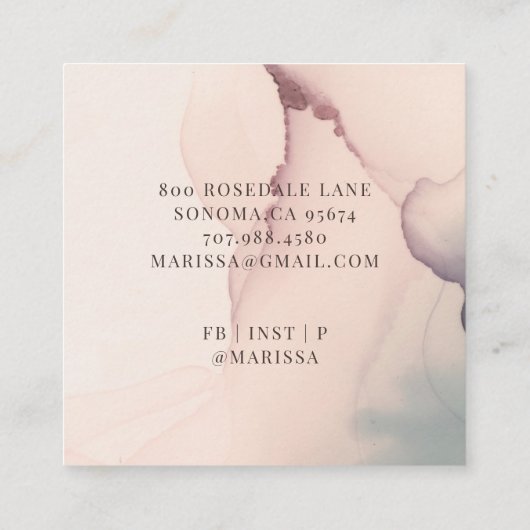 Abstrakte Rosa Monogram Square Visitenkarte (Rückseite)