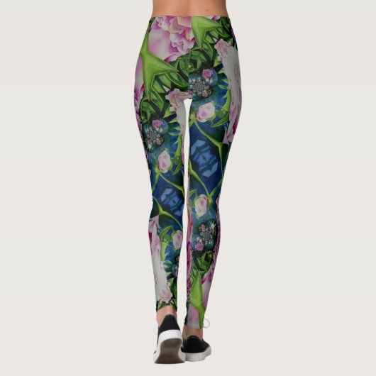 Abstrakte Rosa Péonejine Leggings (Rückseite)