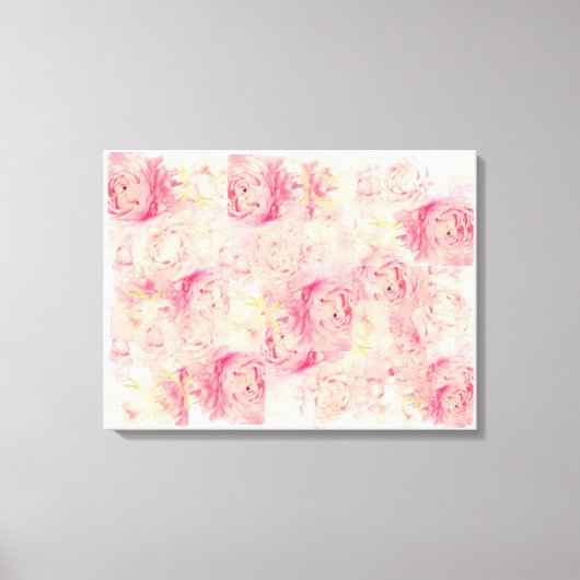 Abstrakte rosa Peongs Drei Bereiche Leinwand Kunst (Vorderseite)