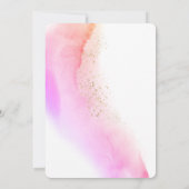Abstrakte Rosa Pinselstriche und Gold Einladung (Rückseite)