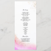 Abstrakte Rosa Pinselstriche und Gold Menükarte (Rückseite)