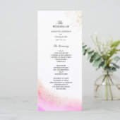 Abstrakte Rosa Pinselstriche und Gold Menükarte (Stehend Vorderseite)