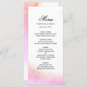 Abstrakte Rosa Pinselstriche und Gold   Menükarte (Vorne/Hinten)