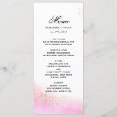 Abstrakte Rosa Pinselstriche und Gold   Menükarte (Vorderseite)