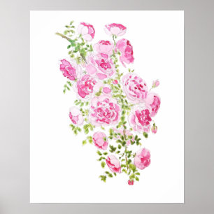 abstrakte rosa Rose Tinte und Aquarell Poster