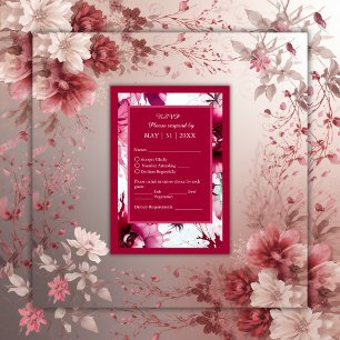 abstrakte rosa Rosenblüten Hochzeit RSVP Karte