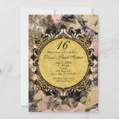 Abstrakte Rosa Schwarz-Gold-Party Einladungen mit (Vorderseite)