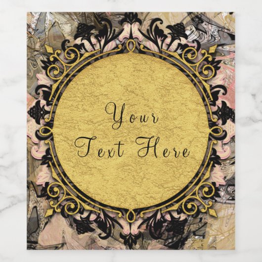 Abstrakte Rosa Schwarz-Gold-Party Weinmarken Weinetikett (Einzelnes Label)