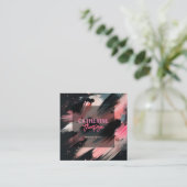 Abstrakte, rosa, schwarzfarbene Pinselstriche Quadratische Visitenkarte (Stehend Vorderseite)