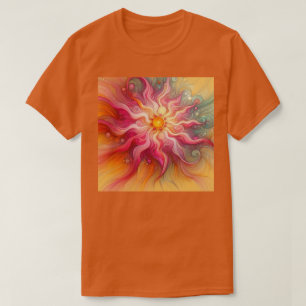 Abstrakte rosa Sonnenstrahlen Landschaft T-Shirt