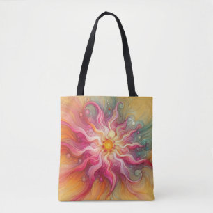 Abstrakte rosa Sonnenstrahlen Landschaft Tasche