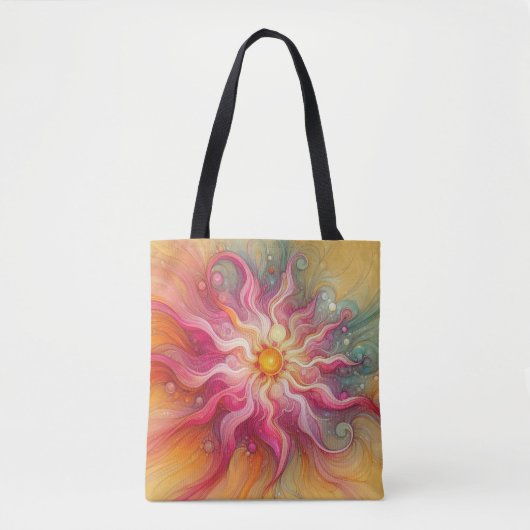 Abstrakte rosa Sonnenstrahlen Landschaft Tasche (Vorderseite)