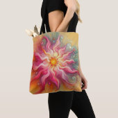 Abstrakte rosa Sonnenstrahlen Landschaft Tasche (Von Nahem)