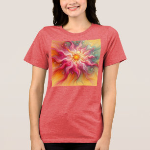Abstrakte rosa Sonnenstrahlen Landschaft Tri-Blend Shirt