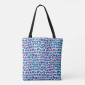 Abstrakte rosa und blaue Boho Punkte Tasche (Rückseite)