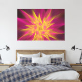 Abstrakte Rosa und Gelbe Macro Fraktal Blume Leinwanddruck (Insitu (Schlafzimmer))