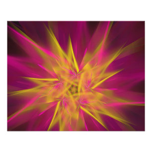 Abstrakte Rosa und Gelbe Macro Fraktal Blume Poster