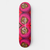 Abstrakte Rosa- und Goldmalerei Skateboard (Vorderseite)