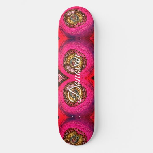 Abstrakte Rosa- und Goldmalerei Skateboard (Vorderseite)