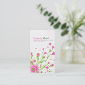 Abstrakte, rosa und grüne Blumenmotive Visitenkarte (Stehend Vorderseite)